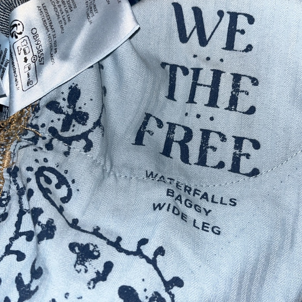 FREE PEOPLE WE THE FREE Waterfalls Baggy Wide Leg Jeans, 25 S - Picture 14 of 15